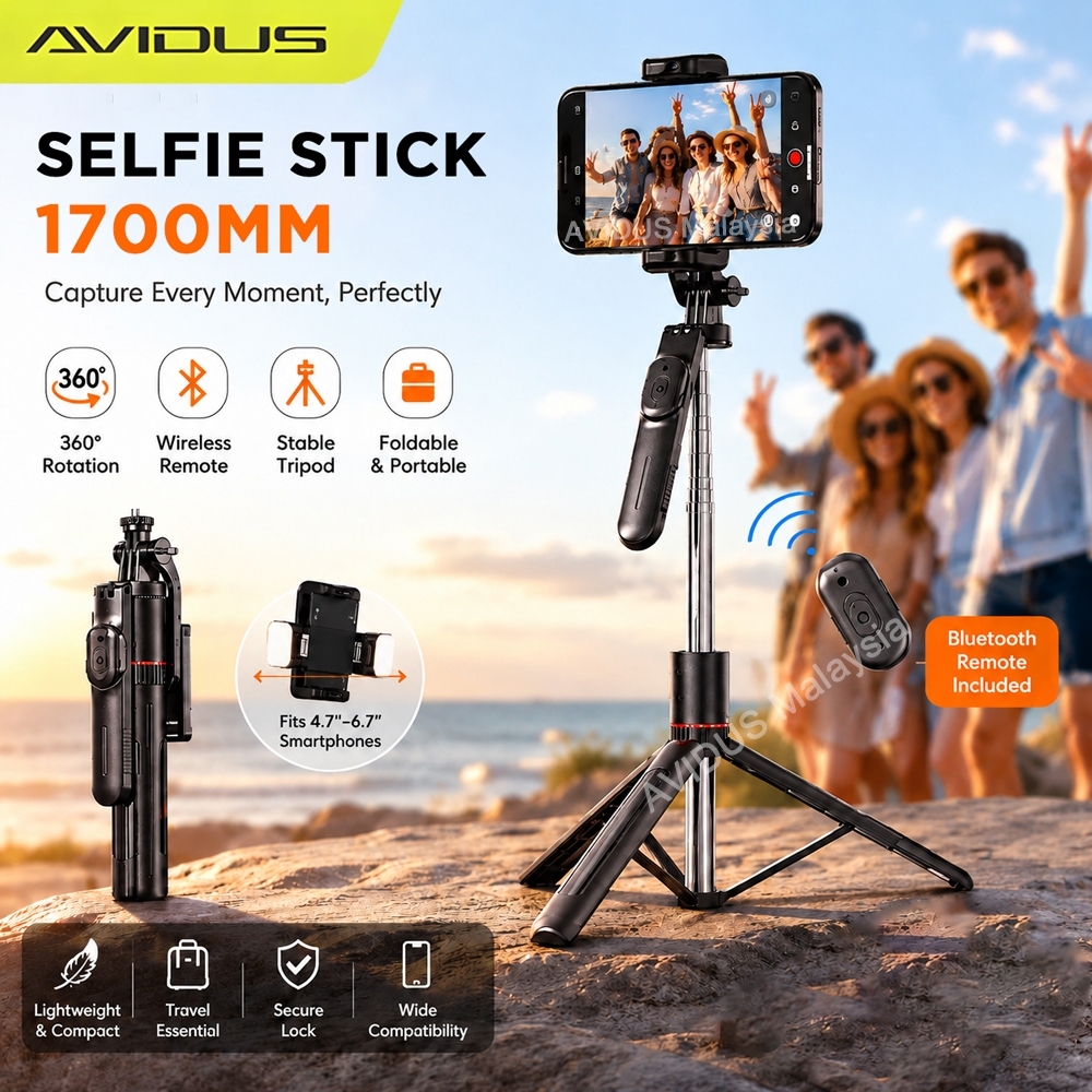 AVIDUS R20 170CM Wireless Bluetooth Selfie Stick