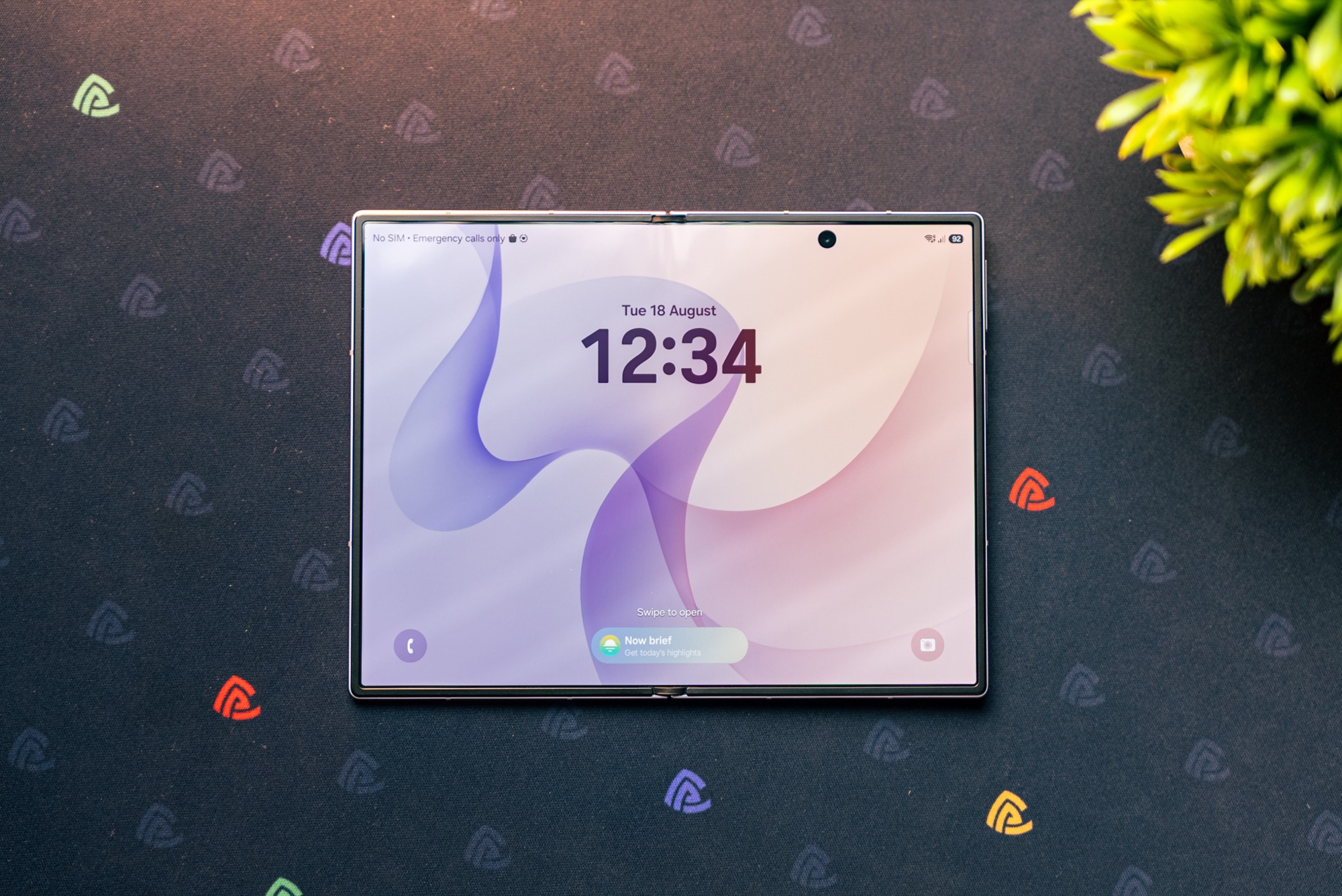 The same Galaxy Z Fold8 with the screen on and the crease no longer visible