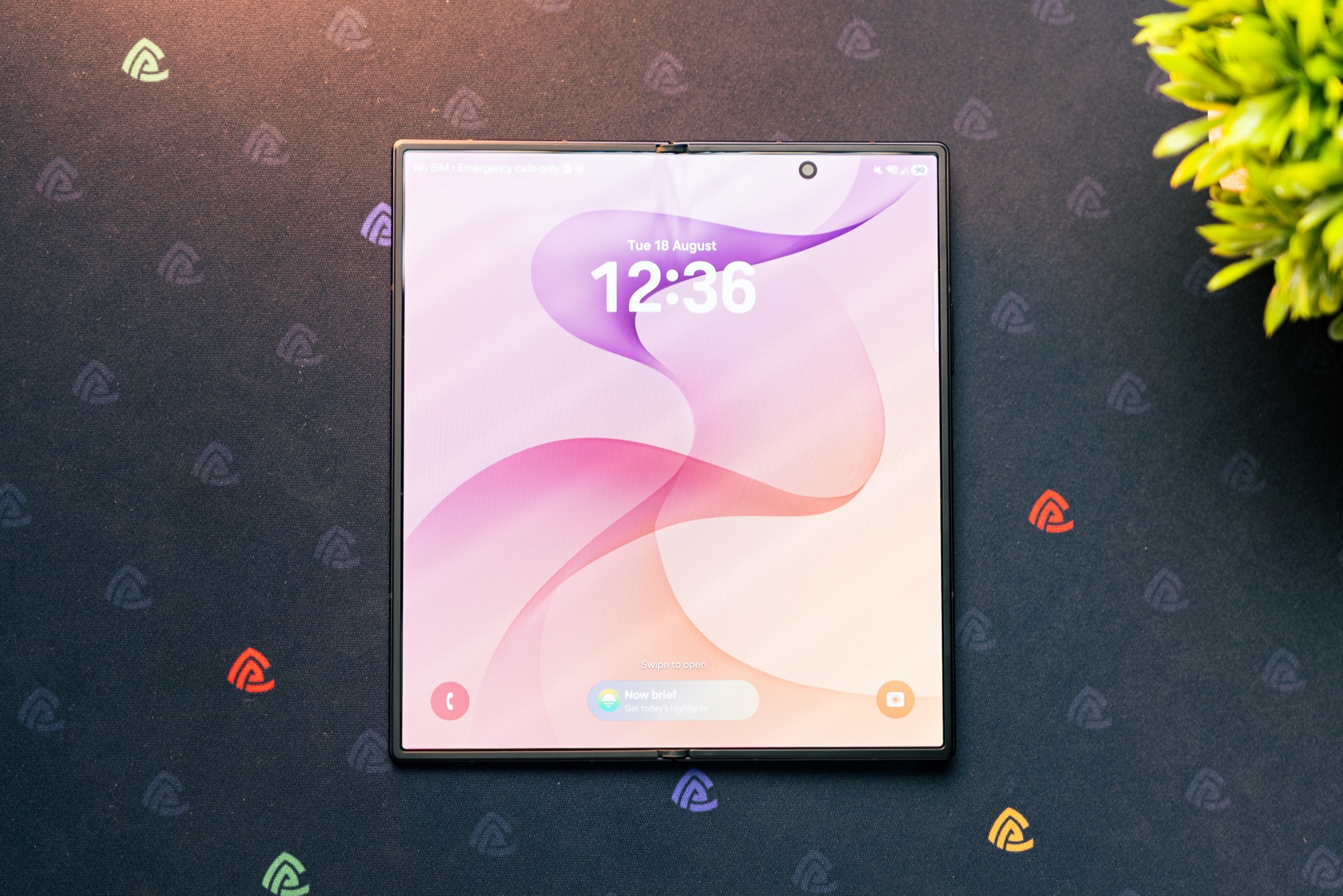 The same Galaxy Z Fold8 Ultra with the screen on and the crease no longer visible