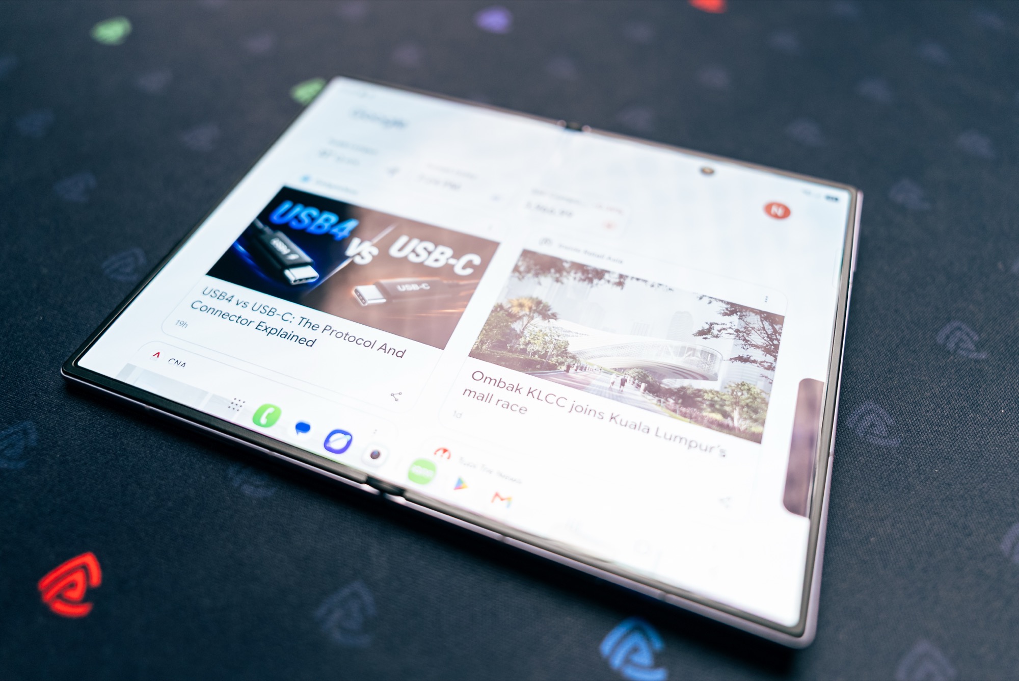 The same Galaxy Z Fold8 with the screen on and the crease no longer visible