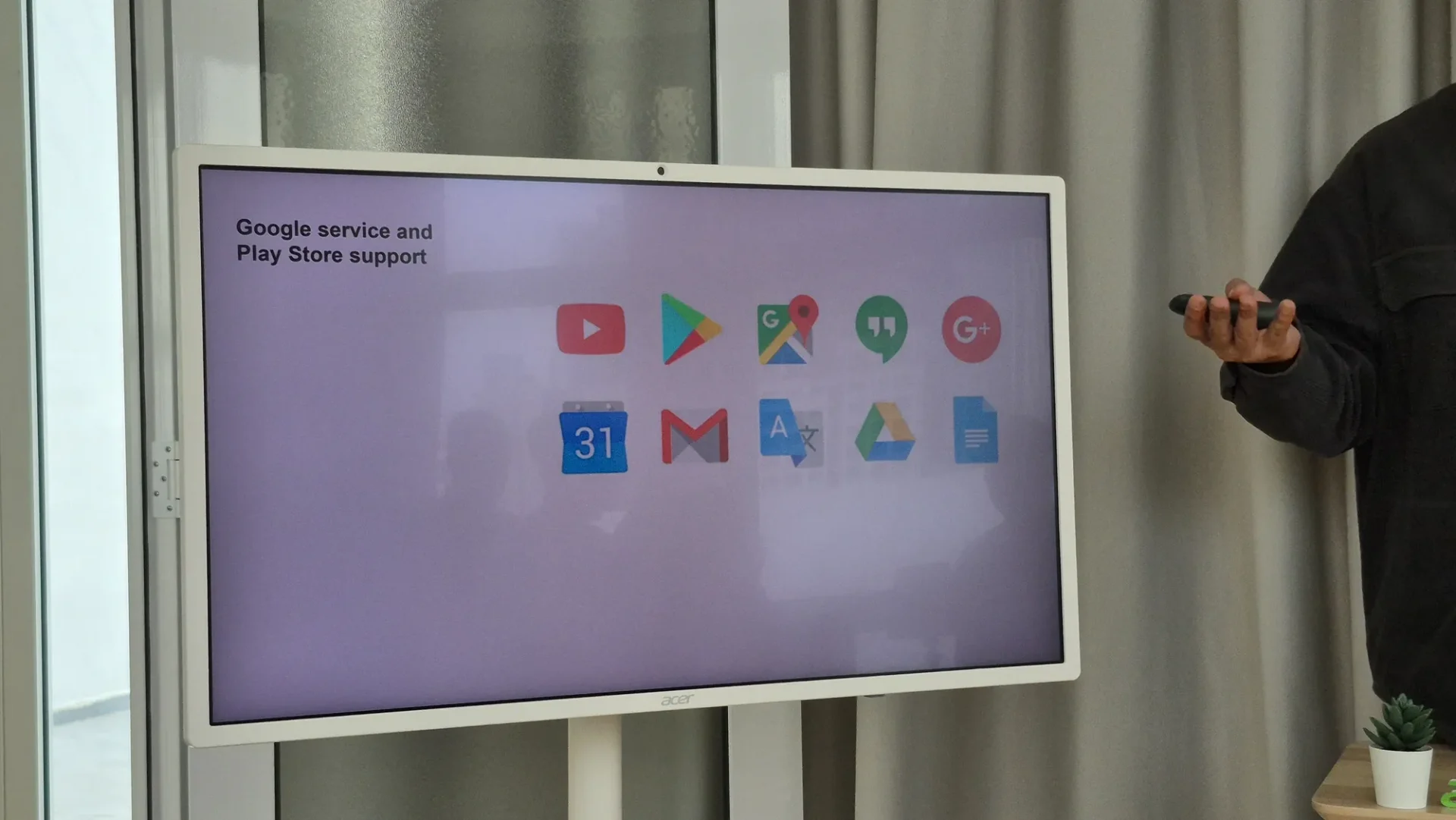 Acer CA1 smart monitor showing Android with Google services and Play Store support at the Malaysia launch