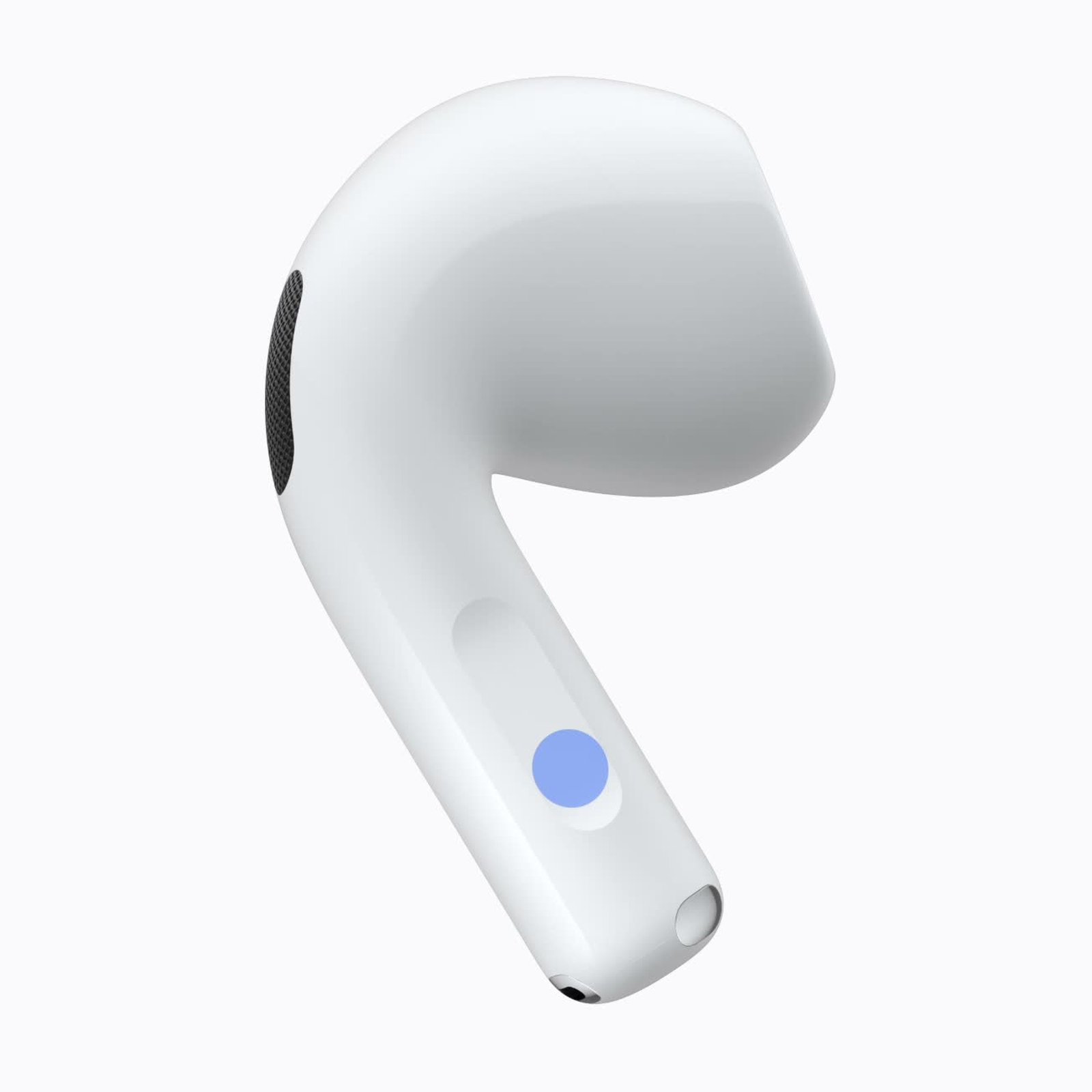 AirPods 5 with Wireless Charging Case volume swipe on the stem, Apple press image