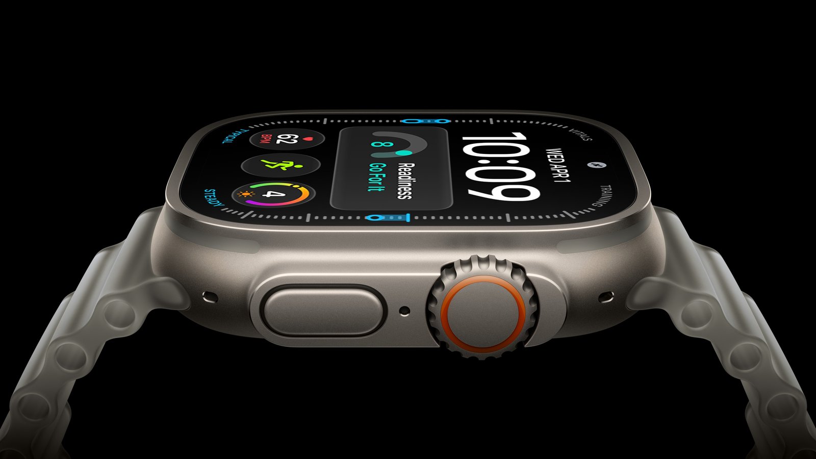 Apple Watch Ultra 4 in natural titanium, Apple press image