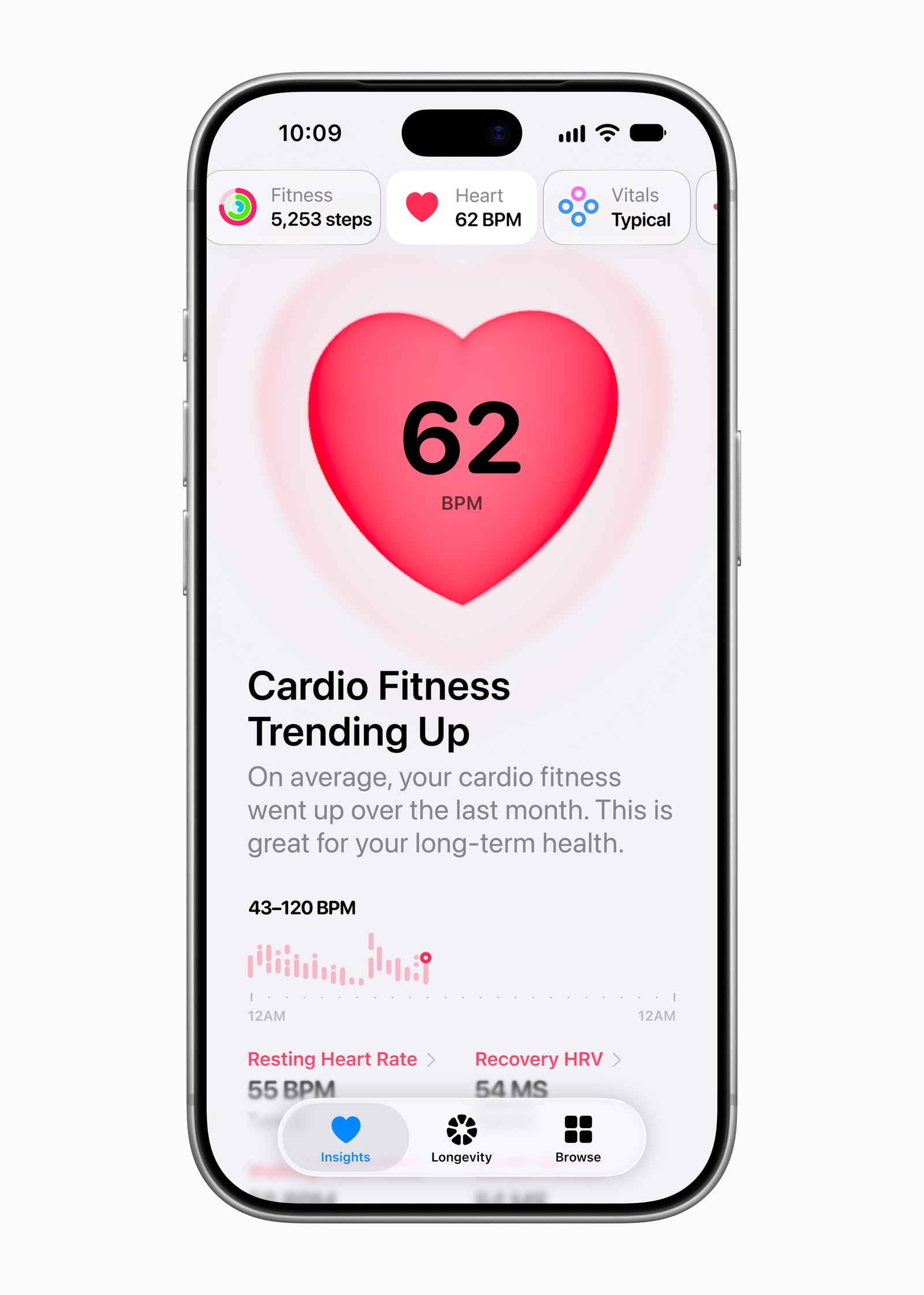 Heart Health insights in the redesigned Health app on iPhone 18 Pro, Apple press image