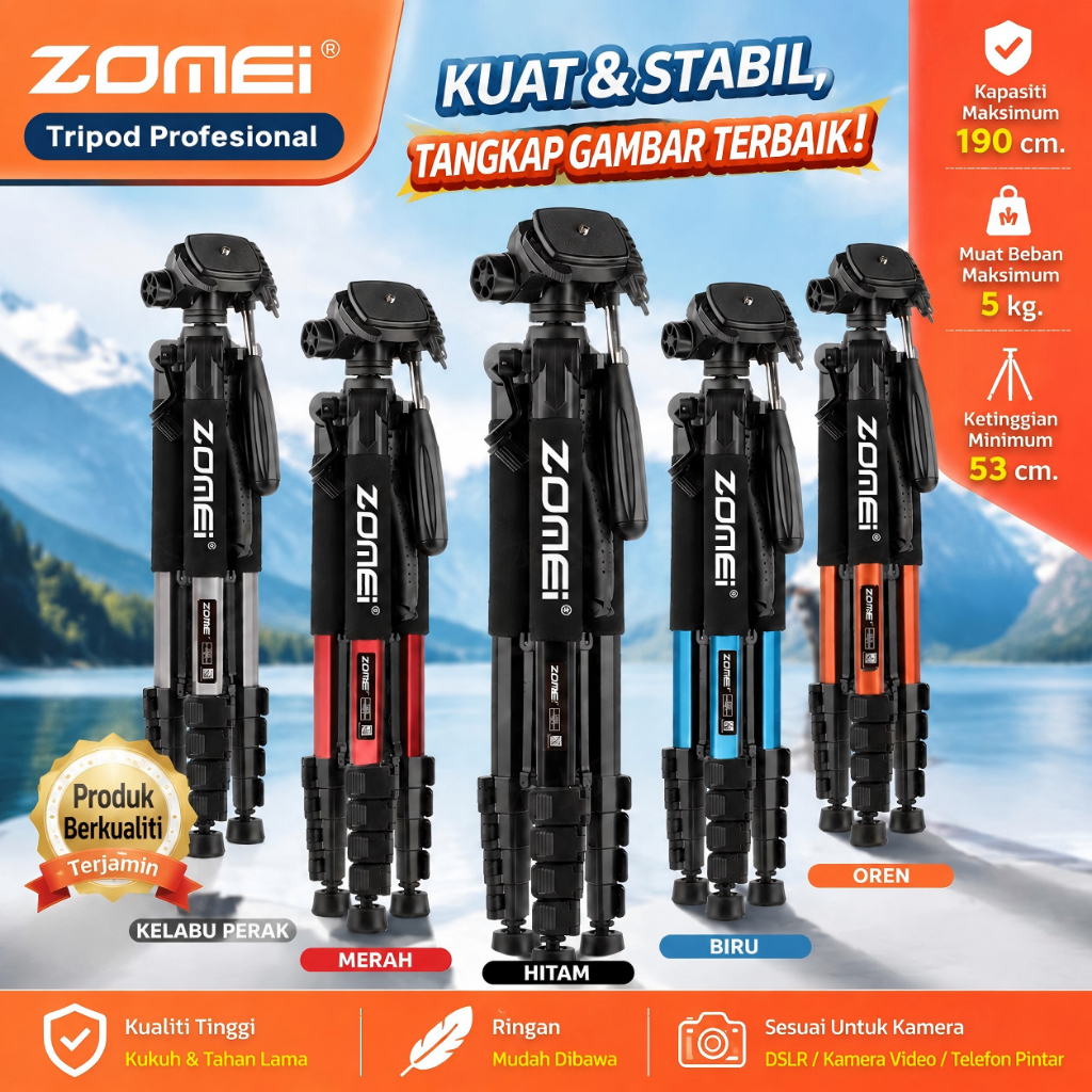 Zomei Q188 190cm Camera Tripod