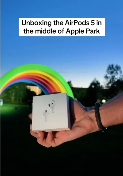 Unboxing the AirPods 5 in the middle of Apple Park  @apple  #appleevent #airpods5 #airpods...