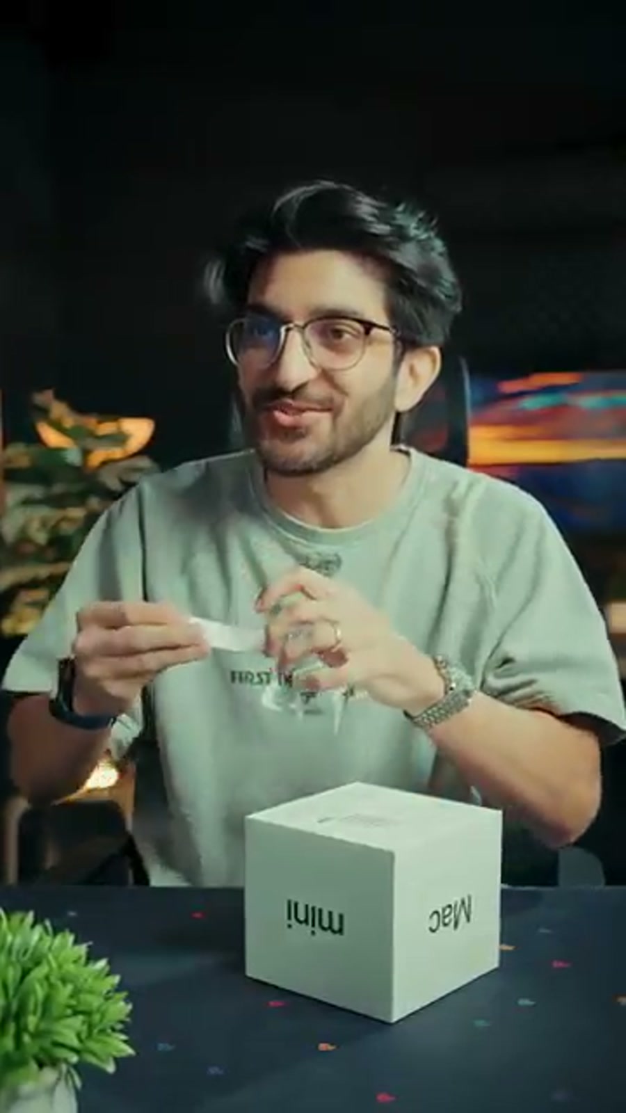 Unboxing the new Apple Mac mini M6, box on the desk
