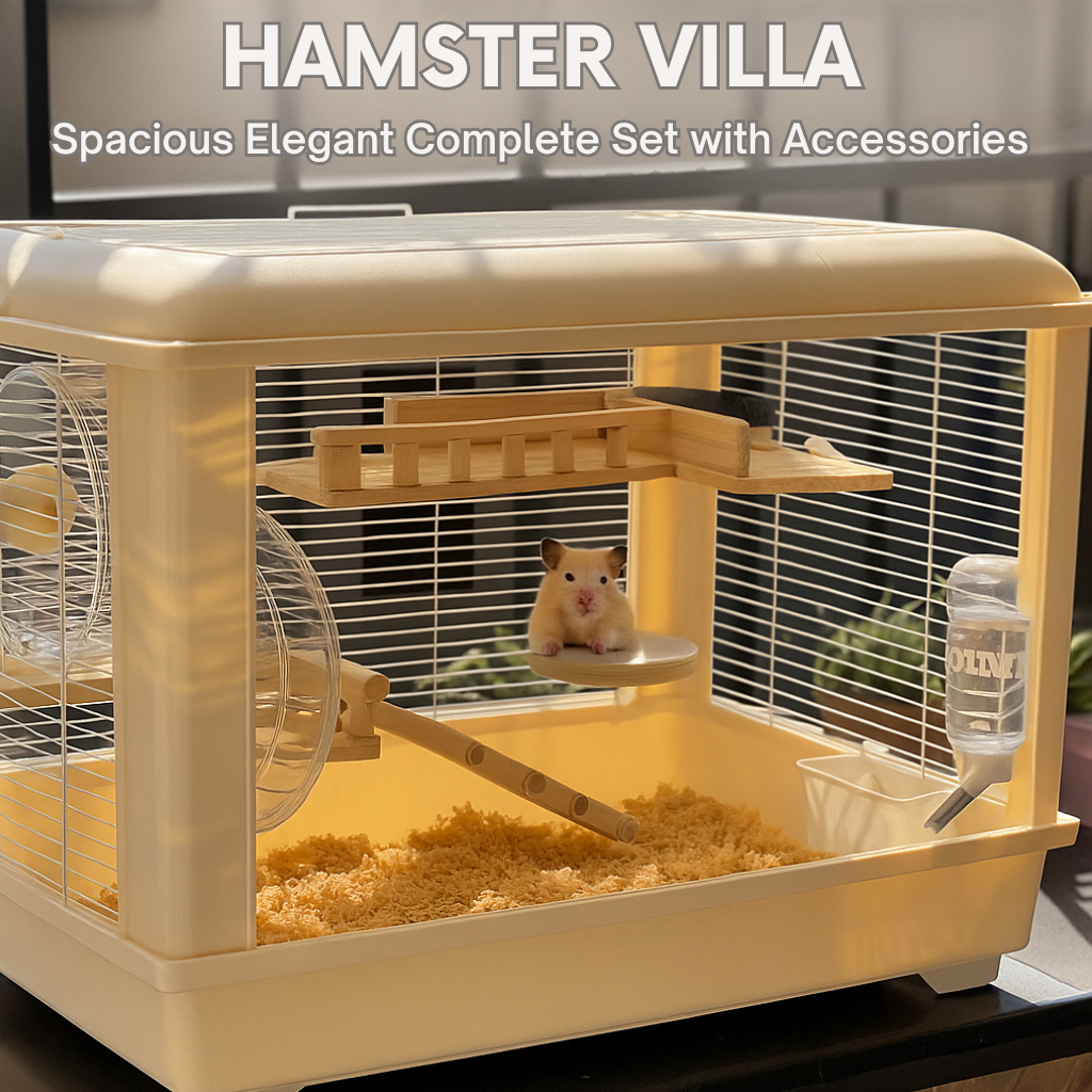 Front Transparent Wooden-Style Hamster Cage