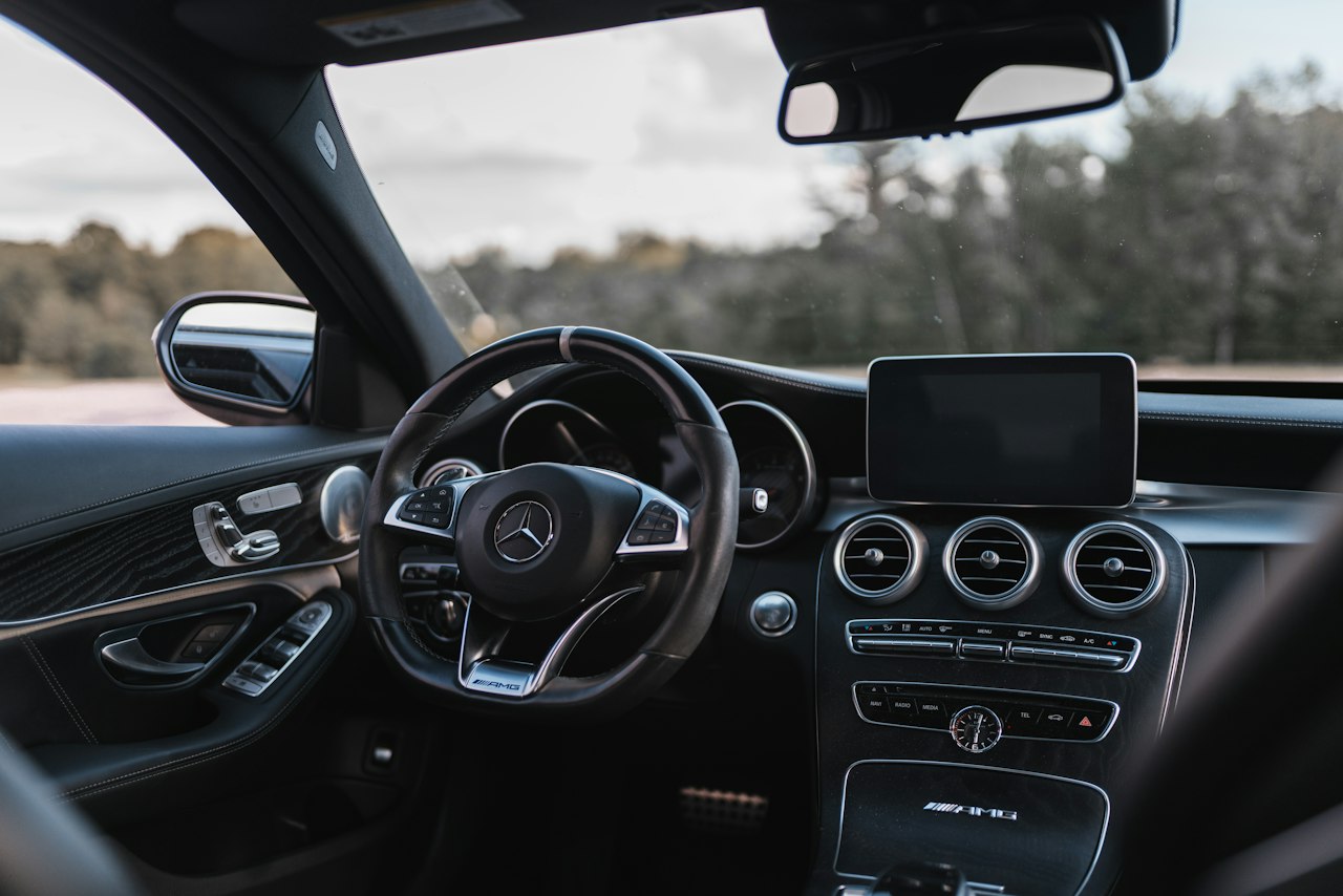Touchscreen infotainment system inside a modern connected car