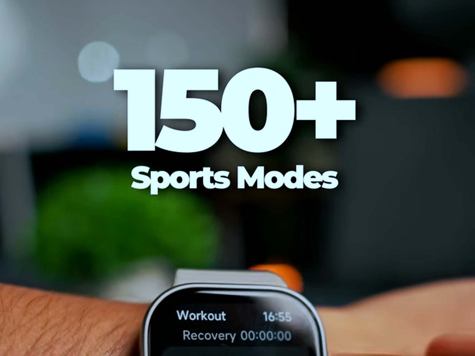 The Redmi Watch 6 Lite's workout menu on wrist, showing its 150+ sports modes list