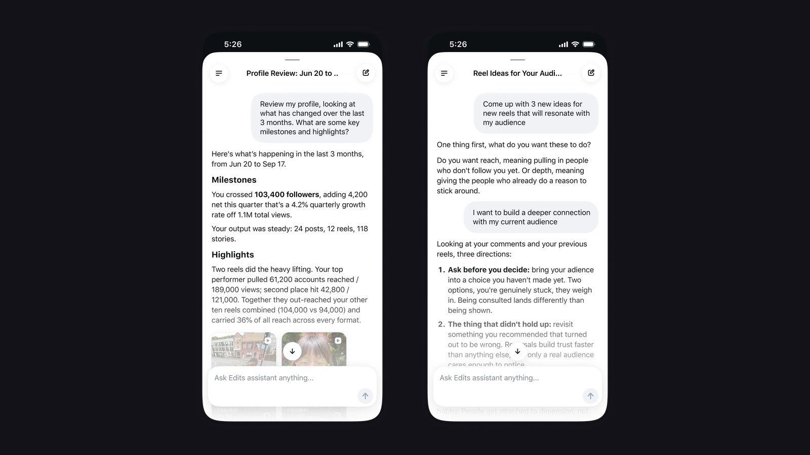 Instagram's New Edits Assistant Is Built to Advise Creators, Not Edit for Them