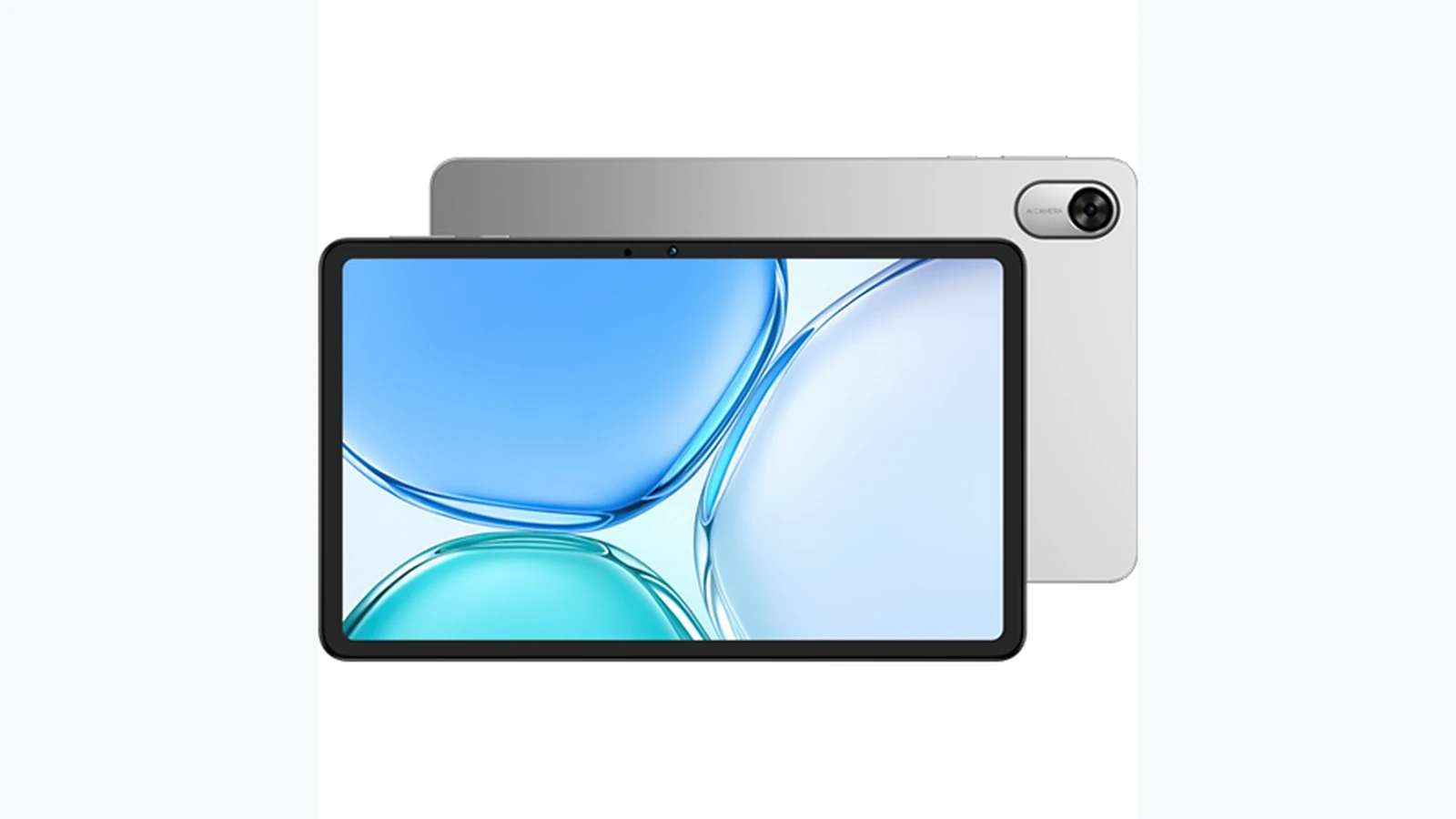 HONOR Pad X7b ditunjukkan bahagian depan dan belakang dalam warna perak