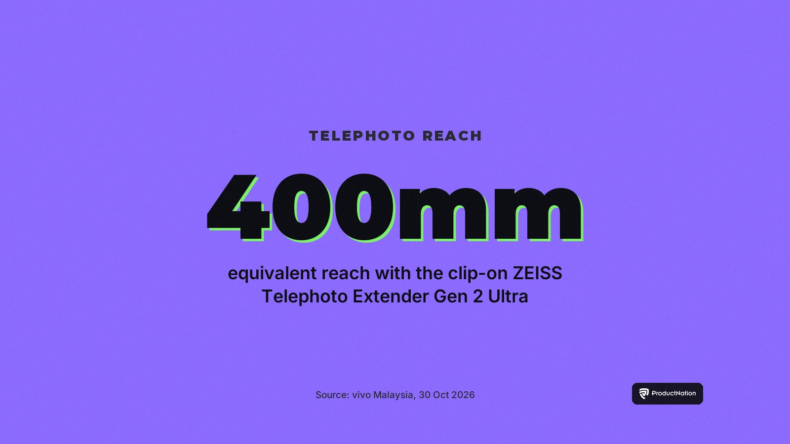 vivo X500 Pro Max reaches a 400mm-equivalent focal length with the clip-on ZEISS Telephoto Extender Gen 2 Ultra