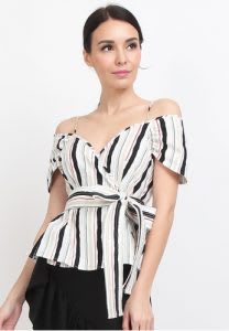 Striped Wrap Top