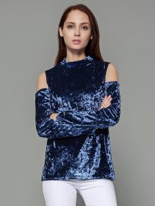 Cold Shoulder Velvet Top