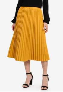 Pleated straight midi skirt