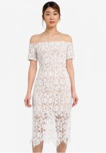 Best white lace bodycon midi dress