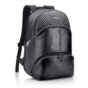 Black water-resistant gym bag with shoe compartment