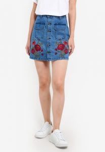 Best button-down denim skirt