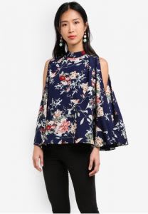 Cold Shoulder High Neck Top