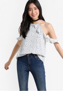 Cold Shoulder Frill Top