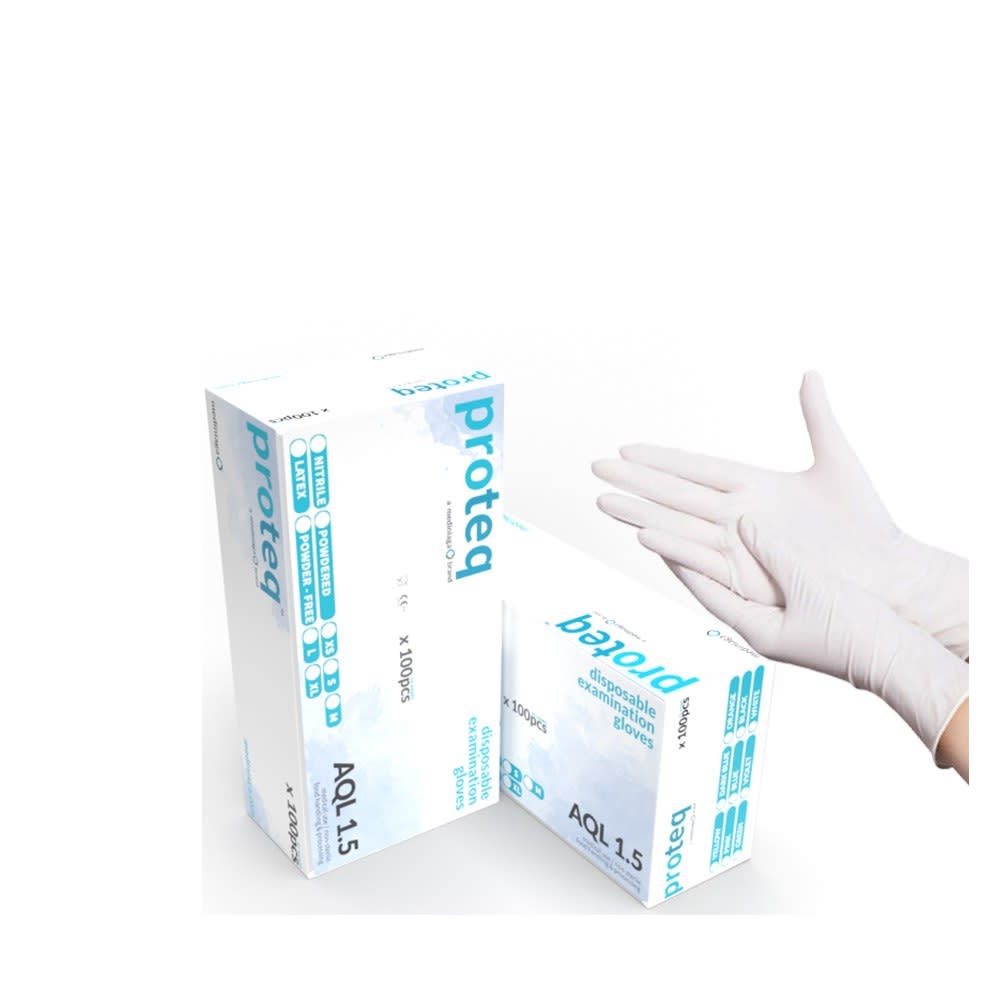 Proteq Lightly Powdered Latex Disposable Gloves