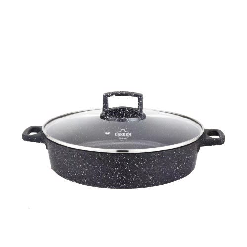 Uakeen Germany 28cm Die Cast Granite Shallow Casserole Cookware Pot With Lid