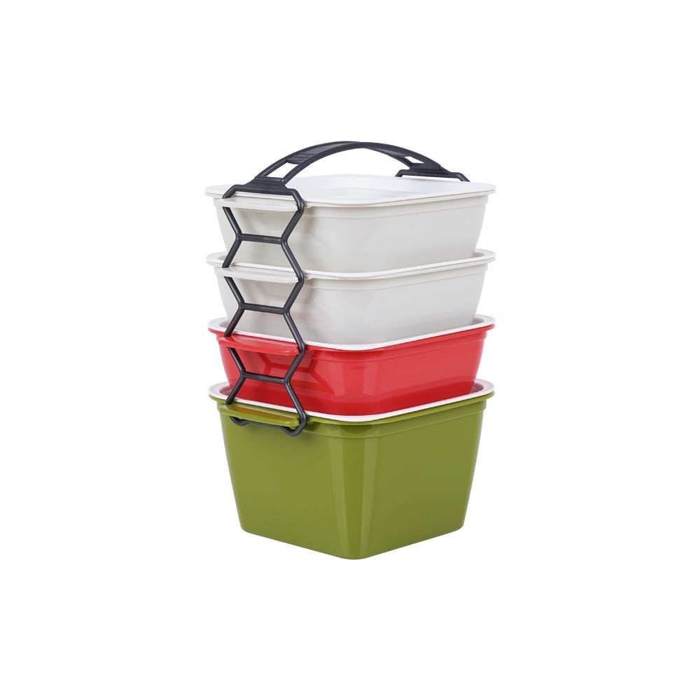Elianware 4 Layer Tier Microwaveable Square Tiffin