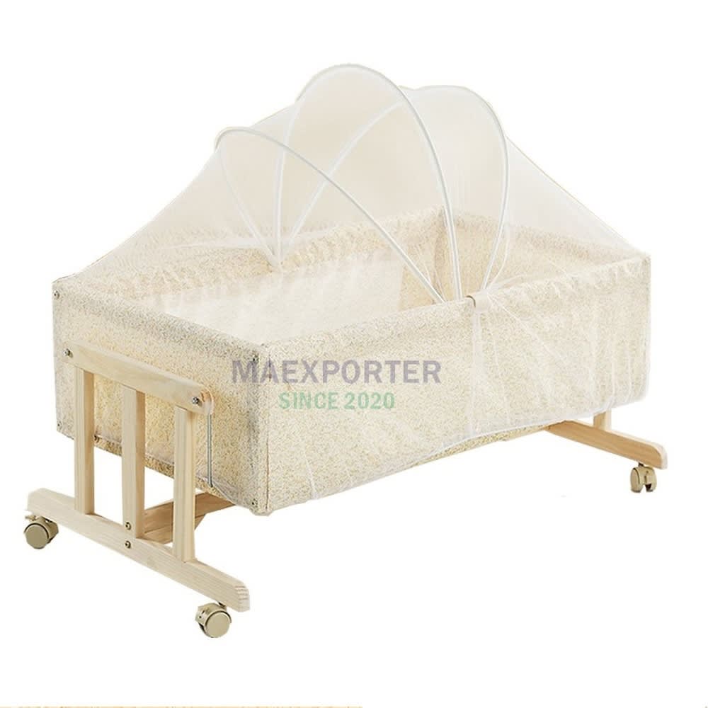 Baby Cradle Rocking Crib Wooden Newborn Baby