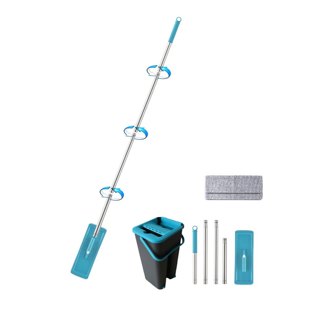 Self-Wash And Squeeze Dry Flat Mop With Bucket