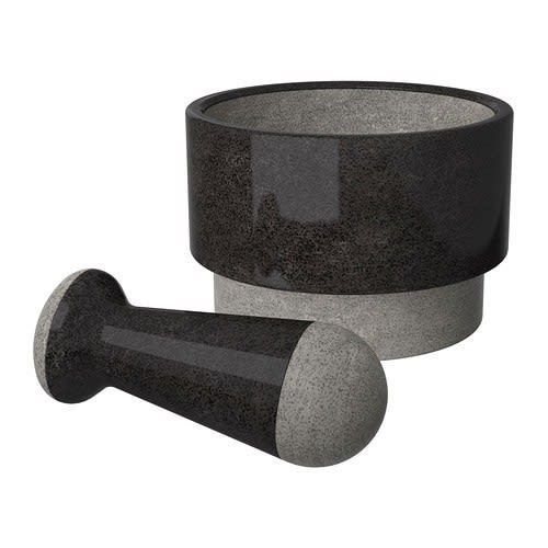 IKEA ORIGINAL ÄDELSTEN Hard Marble Pestle & Mortar Mixing Grinding Bowl (Black)