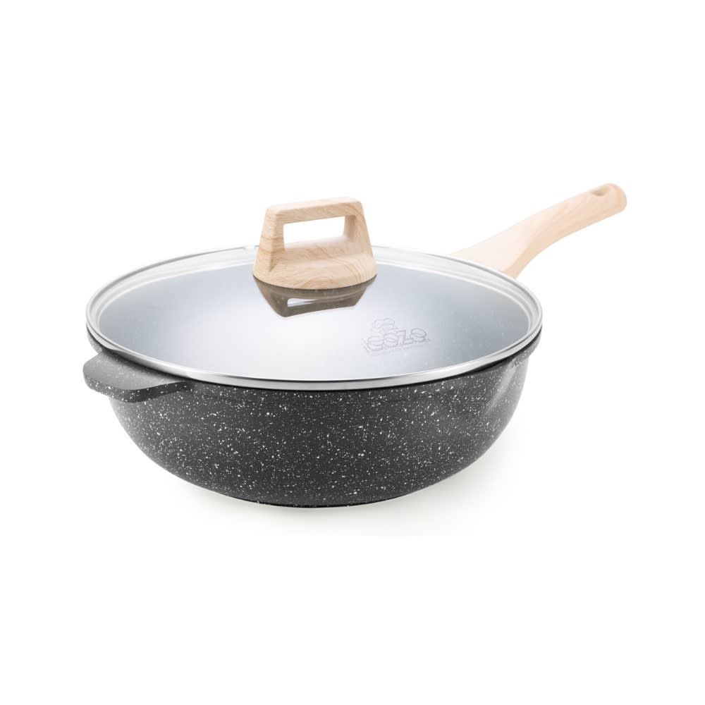 iGOZO Non Stick Granite Stir-fry Wok Deep Fry Pan (28cm)