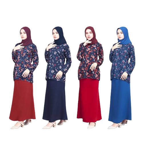 Baju Kurung Moden with Merdeka Print