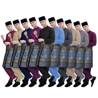 QAYRAA Burgundy Baju Melayu Soft Cotton Slim Fit Cekak Musang