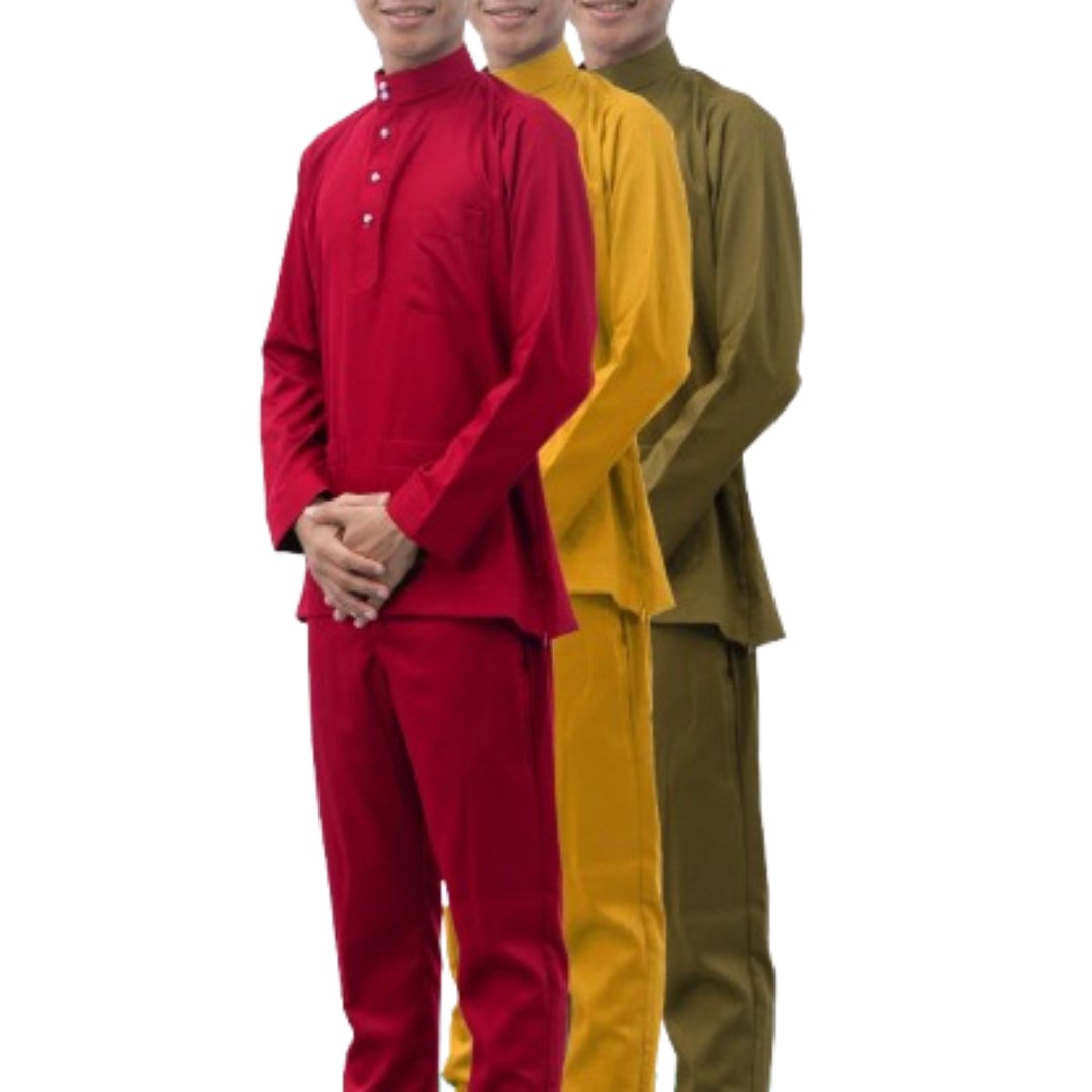 ANYSON Wear Baju Melayu Como Crepe Tailor Fit Plus Size 7XL Lelaki Dewasa - Pelbagai Warna