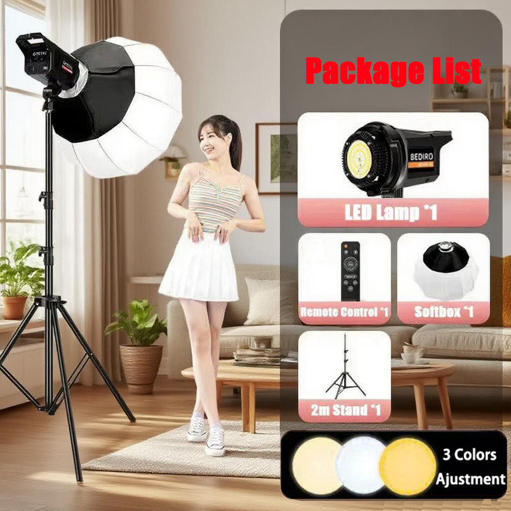 Kit Lampu Studio LED 300W Softbox 65cm
