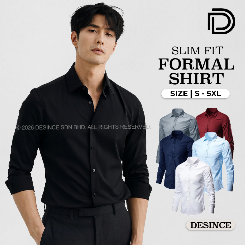 DESINCE Kemeja Formal Lelaki Lengan Panjang