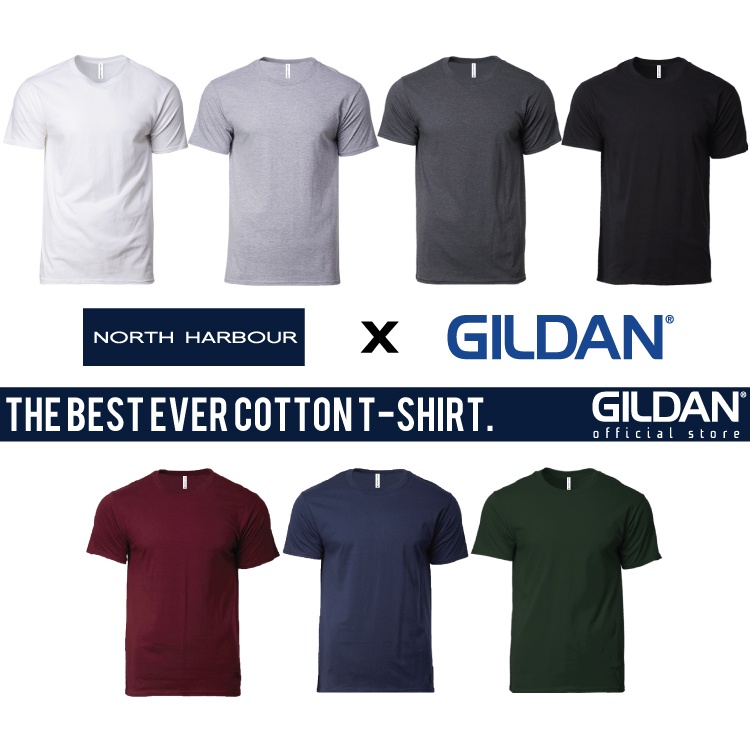 GILDAN Baju T Kosong Leher Bulat
