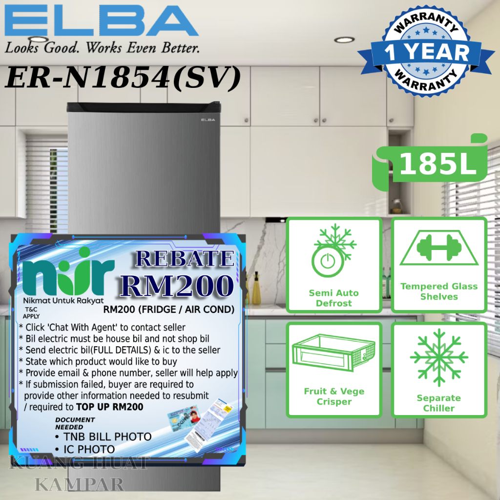 Khind Single Door Fridge RF165 157L