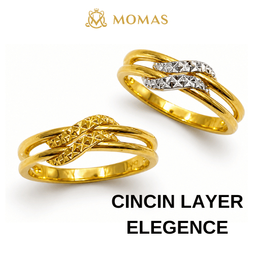 MOMAS Cincin Layer Elegance Emas 916 Tulen