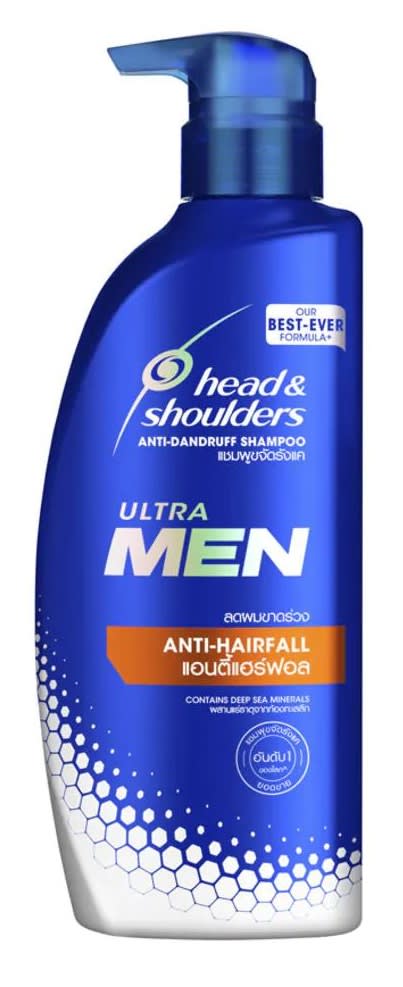 Head & Shoulders Ultra Men Anti-Hairfall Shampoo kemasan botol 480ml