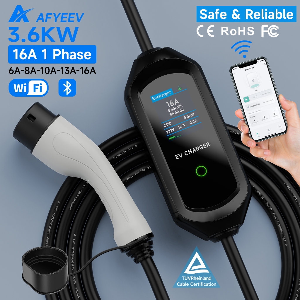 AFYEEV 3.5kW EV Charger 3 Pin Plug Portable
