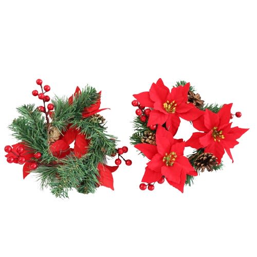 Christmas Pinecone Berry Wreath Candle Holders-review-singapore