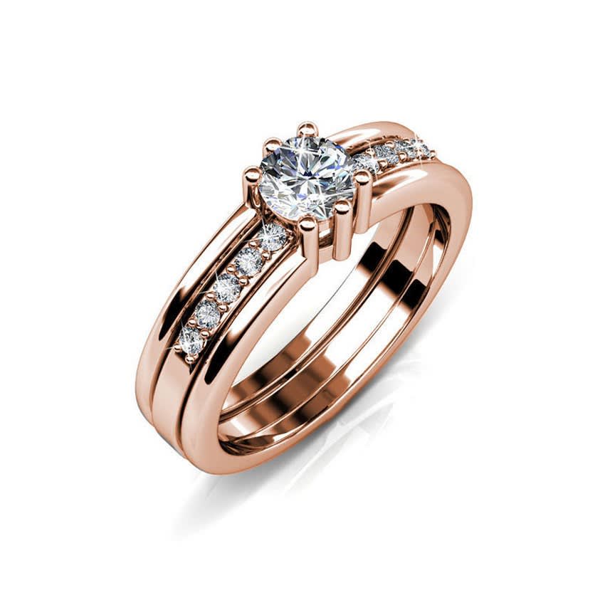 Double Ring Rose Gold - Made with Swarovski Crystals-review-singapore