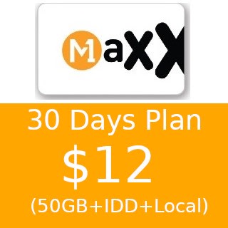 M1 Maxx $12 50GB 30 Days Plan Top Up