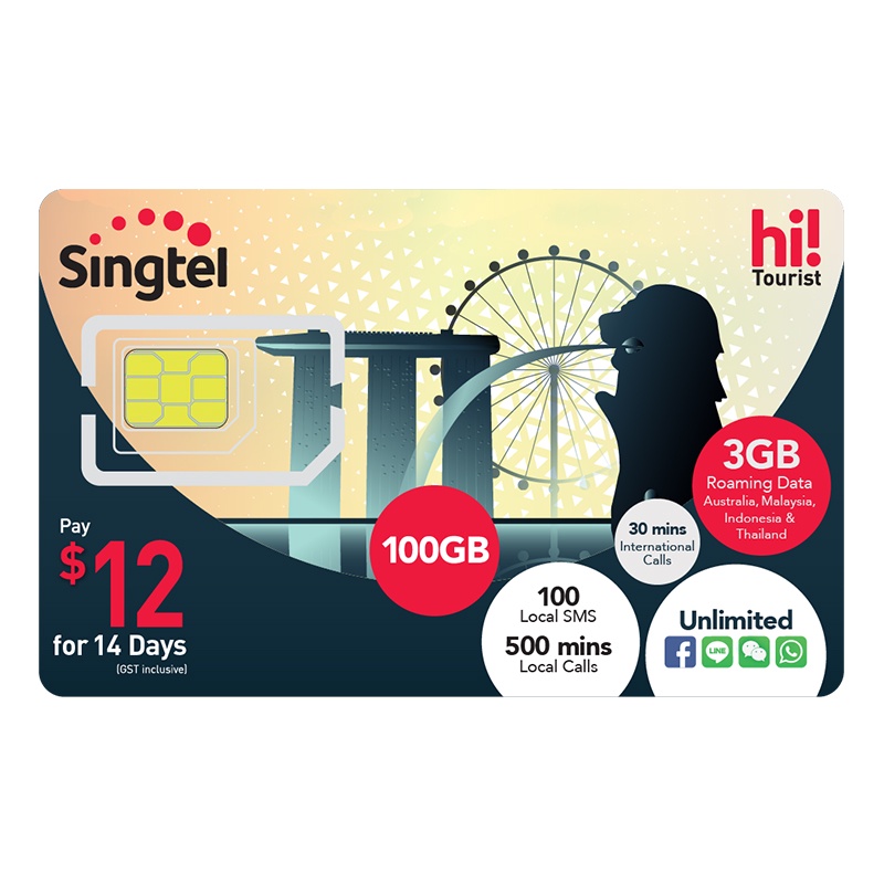 Singtel SGD12 hi Prepaid Tourist SIM Card