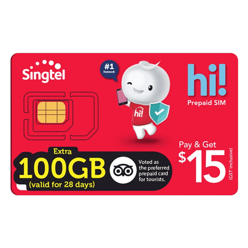 Singtel SGD15 hi Prepaid SIM Card