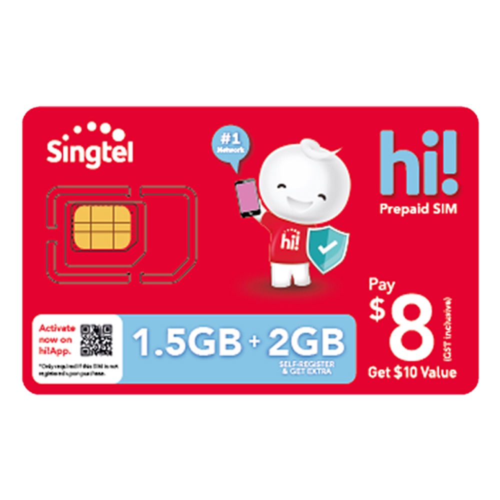 Singtel SGD8 hi Prepaid SIM Card