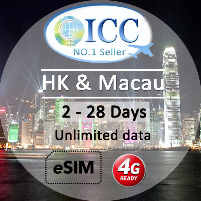 ICC HK & Macau 2-28 Days Unlimited Data eSIM