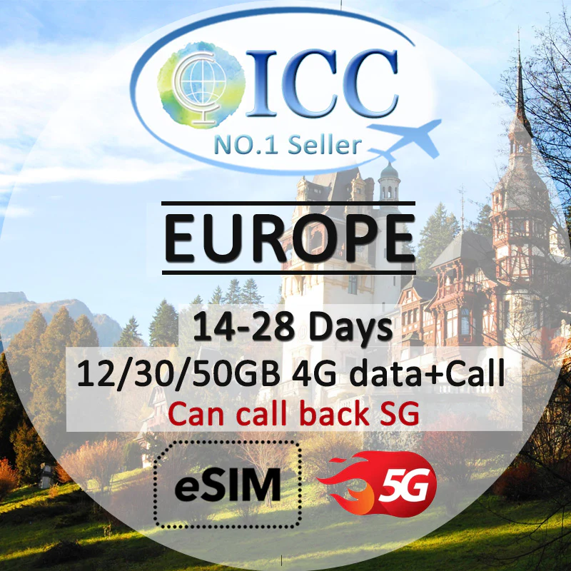 ICC UK, Europe 14-28 Days Data + Call eSIM